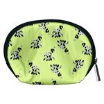 Black and white vector flowers at canary yellow Accessory Pouch (Medium) Back