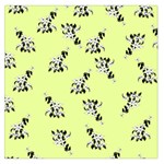 Black and white vector flowers at canary yellow Large Satin Scarf (Square)