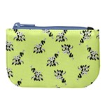 Black and white vector flowers at canary yellow Large Coin Purse
