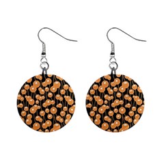Orange Dandelions On A Dark Background Mini Button Earrings by SychEva