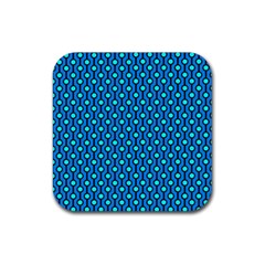 Blue Circles On A Dark Blue Background Rubber Coaster (square)  by SychEva