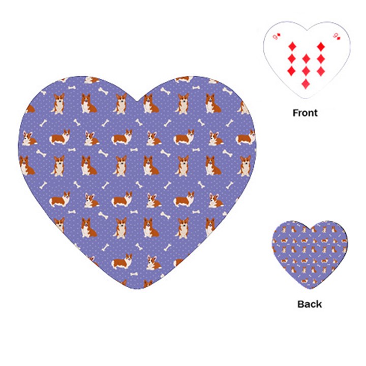 Cute Corgi Dogs Playing Cards Single Design (Heart)
