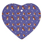 Cute Corgi Dogs Heart Ornament (Two Sides) Front