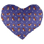 Cute Corgi Dogs Large 19  Premium Heart Shape Cushions
