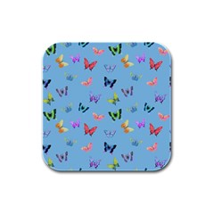 Multicolored Butterflies Whirl Rubber Square Coaster (4 Pack)  by SychEva