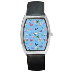 Multicolored Butterflies Whirl Barrel Style Metal Watch by SychEva
