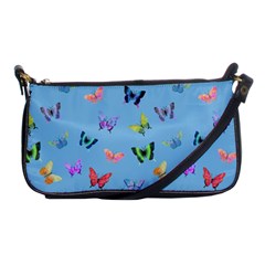Multicolored Butterflies Whirl Shoulder Clutch Bag by SychEva