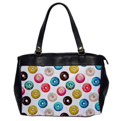 Delicious Multicolored Donuts On White Background Oversize Office Handbag by SychEva
