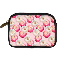 Pink And White Donuts Digital Camera Leather Case by SychEva
