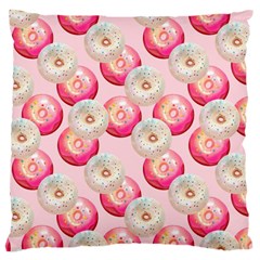 Pink And White Donuts Large Cushion Case (one Side) by SychEva