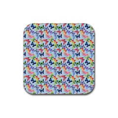 Beautiful Bright Butterflies Are Flying Rubber Coaster (square)  by SychEva