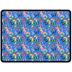Multicolored Butterflies Fly On A Blue Background Double Sided Fleece Blanket (large)  by SychEva