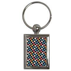 Multicolored Donuts On A Black Background Key Chain (rectangle) by SychEva