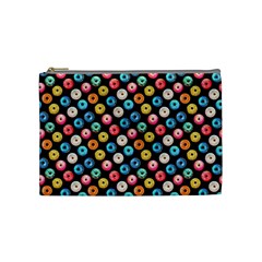 Multicolored Donuts On A Black Background Cosmetic Bag (medium) by SychEva