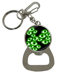 Creepy Cluster Of Glowing Green Eyes Bottle Opener Key Chain by VernenInk
