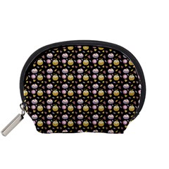 Shiny Pumpkins On Black Background Accessory Pouch (small) by SychEva