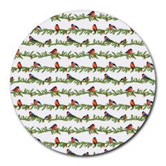 Bullfinches On The Branches Round Mousepads by SychEva