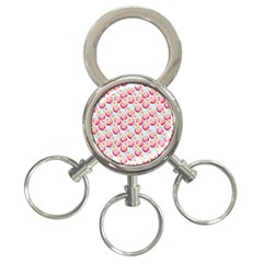 Pink And White Donuts On Blue 3-ring Key Chain by SychEva