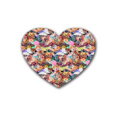 Retro Color Rubber Coaster (heart) by Sparkle
