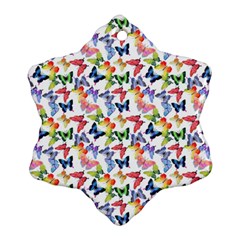 Multicolored Butterflies Snowflake Ornament (two Sides) by SychEva