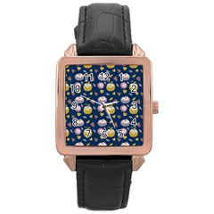 Autumn Pumpkins Rose Gold Leather Watch  by SychEva