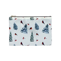 Christmas Trees And Bullfinches Cosmetic Bag (medium) by SychEva