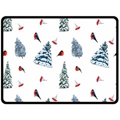 Christmas Trees And Bullfinches Fleece Blanket (large)  by SychEva