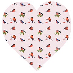 Bullfinches Sit On Branches Wooden Puzzle Heart by SychEva