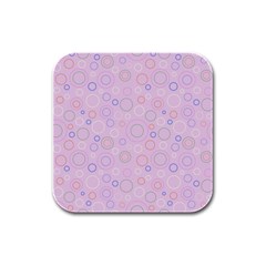 Multicolored Circles On A Pink Background Rubber Square Coaster (4 Pack) by SychEva