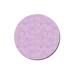 Multicolored Circles On A Pink Background Rubber Round Coaster (4 Pack) by SychEva
