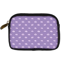 Pink Clouds On Purple Background Digital Camera Leather Case by SychEva