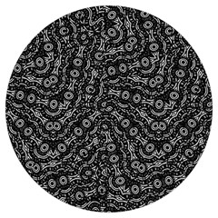 Black And White Modern Intricate Ornate Pattern Round Trivet by dflcprintsclothing