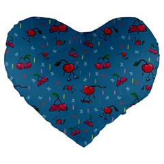 Red Cherries Athletes Large 19  Premium Flano Heart Shape Cushions by SychEva