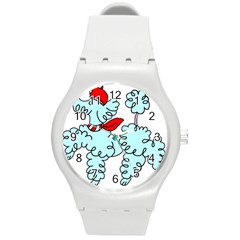 Doodle Poodle  Round Plastic Sport Watch (m) by IIPhotographyAndDesigns