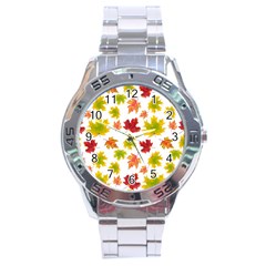 Bright Autumn Leaves Stainless Steel Analogue Watch