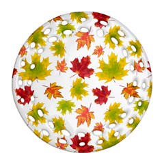 Bright Autumn Leaves Round Filigree Ornament (two Sides) by SychEva