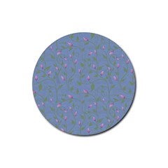 Curly Flowers Rubber Round Coaster (4 Pack) by SychEva