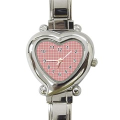 Abstrait Carreaux Rose/blanc Heart Italian Charm Watch