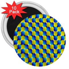 Illusion Waves Pattern 3  Magnets (10 Pack)  by Sparkle