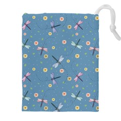 Cute Dragonflies In Spring Drawstring Pouch (5xl) by SychEva