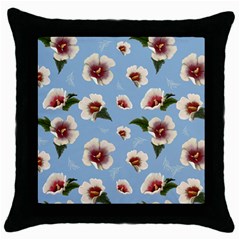 Hibiscus Flowers Throw Pillow Case (black) by SychEva