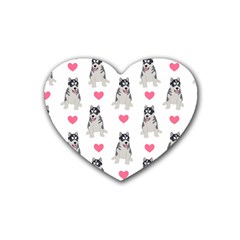 Little Husky With Hearts Rubber Heart Coaster (4 Pack) by SychEva