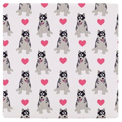 Little Husky With Hearts Uv Print Square Tile Coaster  by SychEva