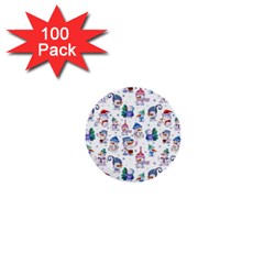 Cute Snowmen Celebrate New Year 1  Mini Buttons (100 Pack)  by SychEva