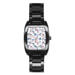 Cute Snowmen Celebrate New Year Stainless Steel Barrel Watch by SychEva