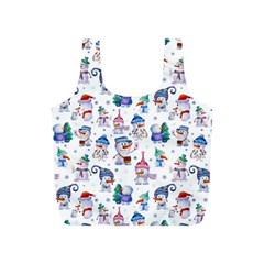 Cute Snowmen Celebrate New Year Full Print Recycle Bag (s) by SychEva