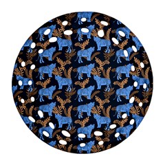 Blue Tigers Round Filigree Ornament (two Sides) by SychEva