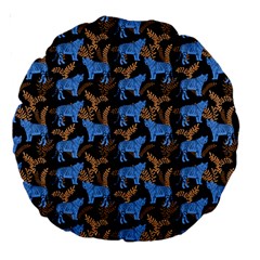 Blue Tigers Large 18  Premium Round Cushions by SychEva
