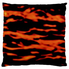 Red  Waves Abstract Series No9 Large Cushion Case (one Side) by DimitriosArt