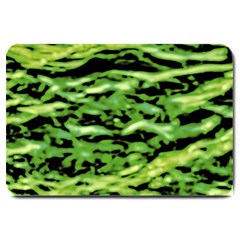 Green  Waves Abstract Series No11 Large Doormat  by DimitriosArt